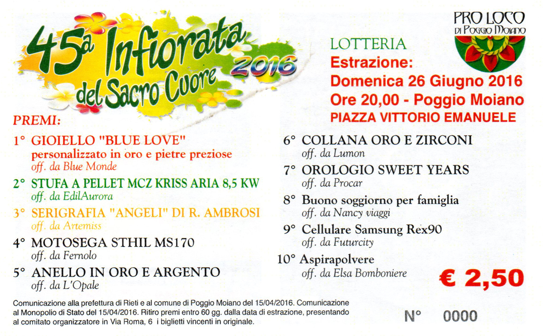 Lotteria Infiorata 2016 - Poggio Moiano