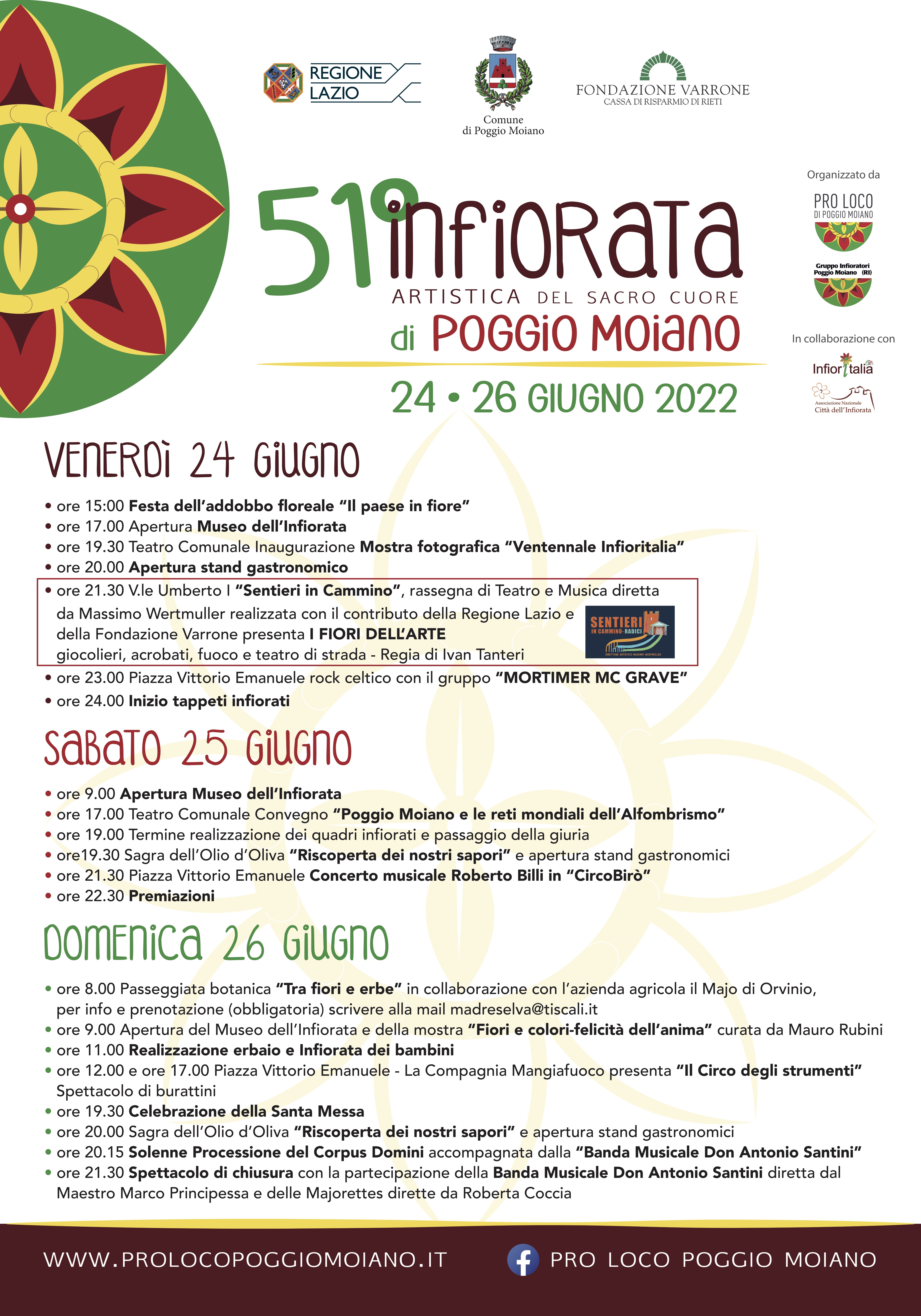 Manifesto con eventi Infiorata2022